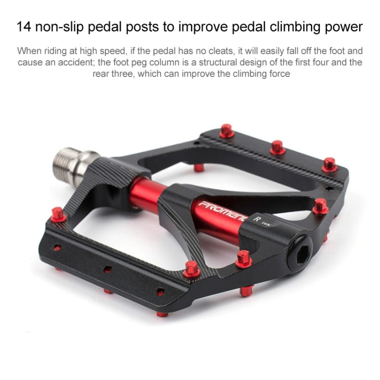 PROMEND PD-M82-TI 1 Pair Mountain Bicycle Titanium Alloy Shaft 3-Bearings Wide Pedals (Red) - Outdoor & Sports by PROMEND | Online Shopping UK | buy2fix