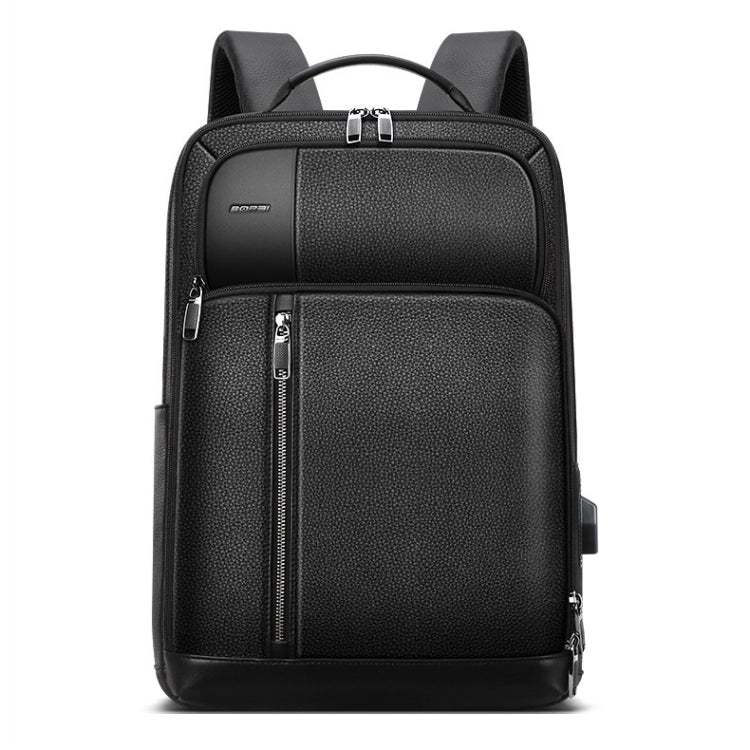 Bopai 851-036611 Large Capacity Top-grain leather Business Breathable Man Backpack, Size: 30x12x43cm(Black) - Backpack by Bopai | Online Shopping UK | buy2fix