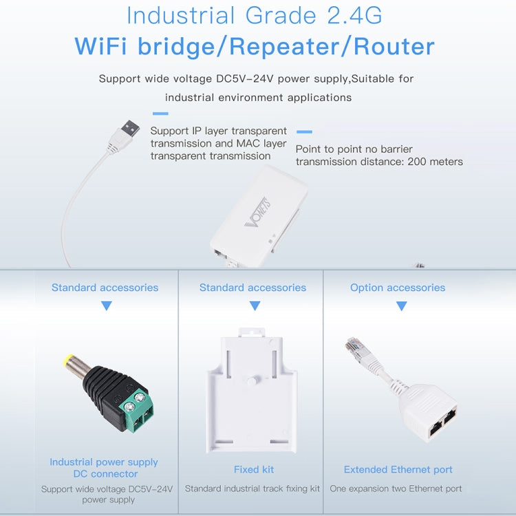 VONETS VAP11G-500S High Power CPE 20dbm Mini WiFi 300Mbps Bridge WiFi Repeater Signal Booster, Outdoor Wireless Point to Point, No Abstacle(White) - Network Hardware by VONETS | Online Shopping UK | buy2fix