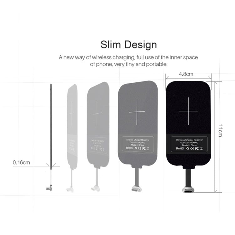 NILLKIN Magic Tag QI Standard Wireless Charging Receiver with USB-C / Type-C Port(Black) - Mobile Accessories by NILLKIN | Online Shopping UK | buy2fix