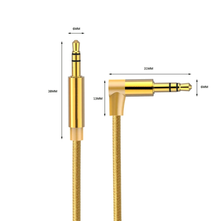 AV01 3.5mm Male to Male Elbow Audio Cable, Length: 3m(Gold) - Aux Cable by buy2fix | Online Shopping UK | buy2fix
