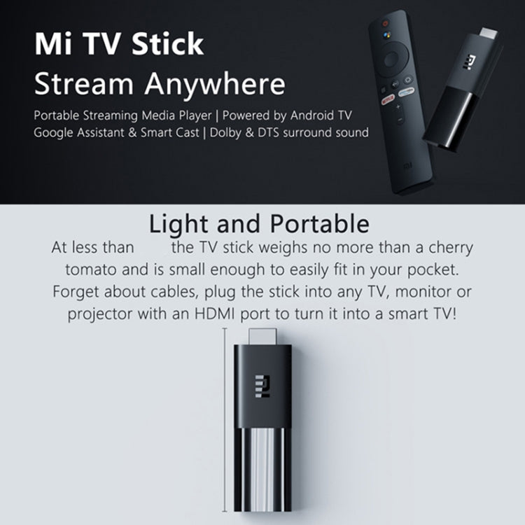 Original Xiaomi Mi Android TV Stick, Quad Core Cotex A53, RAM 1GB + ROM 8GB, Global Version, EU Plug - Android TV Sticks by Xiaomi | Online Shopping UK | buy2fix