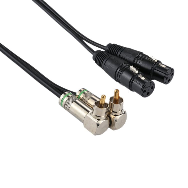 2 RCA Elbow Male to 2 x 3 Pin XLR CANNON Female Audio Connector Adapter Cable for Microphone / Audio Equipment, Total Length: about 34cm - Consumer Electronics by buy2fix | Online Shopping UK | buy2fix