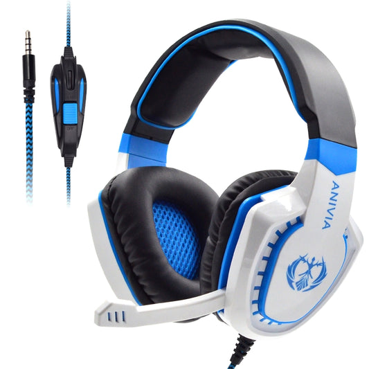 SADES AH-28 3.5mm Plug Wire-controlled Noise Reduction E-sports Gaming Headset with Retractable Microphone, Cable Length: 2m(White Blue) - Multimedia Headset by SADES | Online Shopping UK | buy2fix