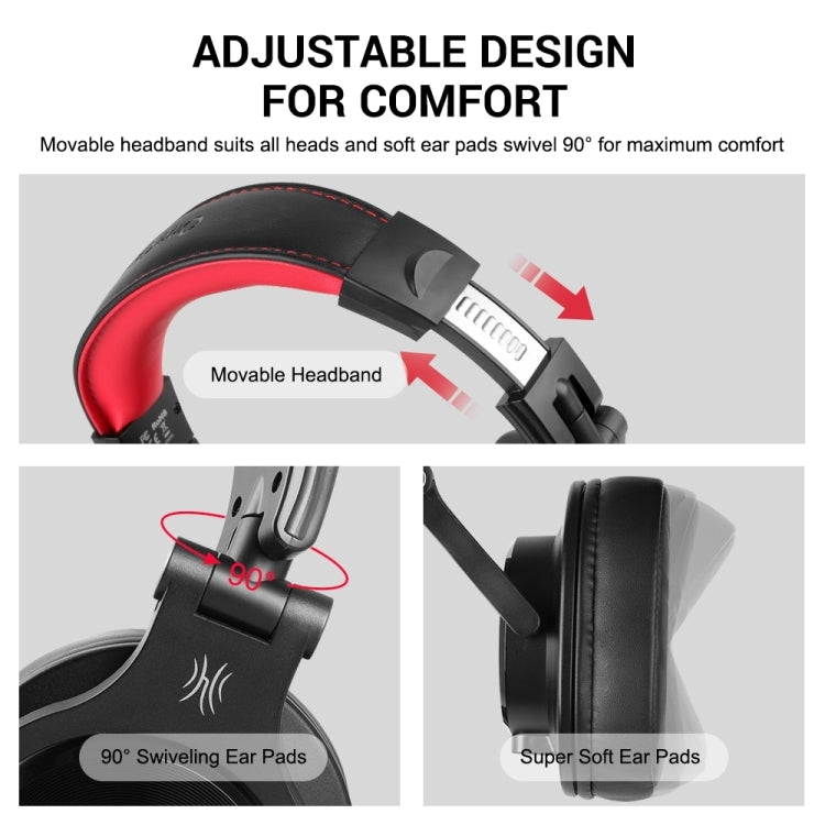 OneOdio A71 Head-mounted Noise Reduction Wired Headphone with Microphone (Black Red) - Multimedia Headset by OneOdio | Online Shopping UK | buy2fix