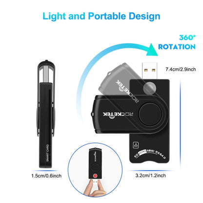 ROCKETEK CR310 USB 2.0 + TF Card + SD Card + SIM Card + Smart Card Multi-function Card Reader -  by ROCKETEK | Online Shopping UK | buy2fix