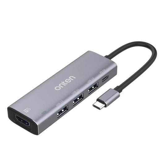 Onten OT-95123 5 in 1 Multifunctional Type-C + USB + HDMI Docking Station, Cable Length: 145mm(Silver) - Computer & Networking by Onten | Online Shopping UK | buy2fix