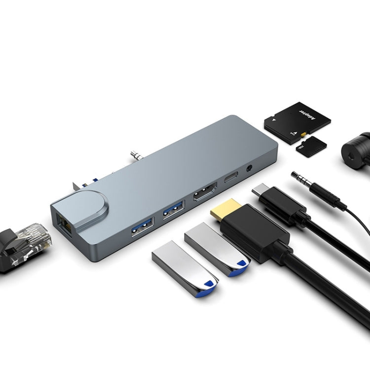 Rocketek SHL731 8 in 1 60W PD / RJ45 / 4K HDMI / USB 3.0 HUB Adapter for Surface Pro 3 / 4 / GO - USB 3.0 HUB by ROCKETEK | Online Shopping UK | buy2fix