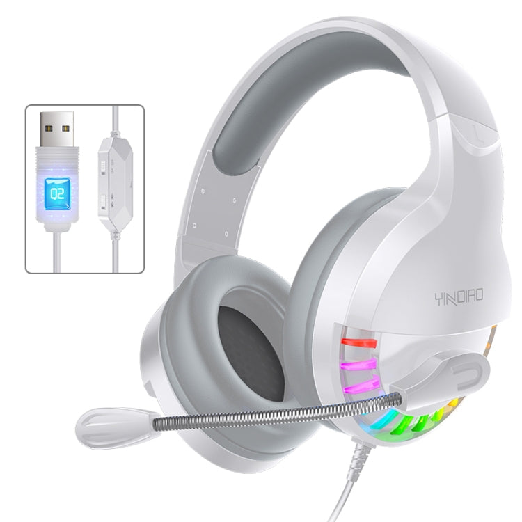 YINDIAO Q2 Head-mounted Wired Gaming Headset with Microphone, Version: Single USB Sound Card(White) - Multimedia Headset by YINDIAO | Online Shopping UK | buy2fix