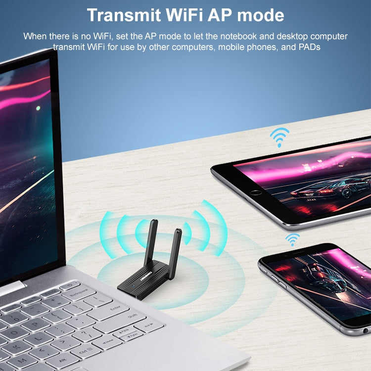 COMFAST CF-921AC V2 1300Mbps USB 5G Dual Frequency Wireless Network Card with Antenna - USB Network Adapter by COMFAST | Online Shopping UK | buy2fix