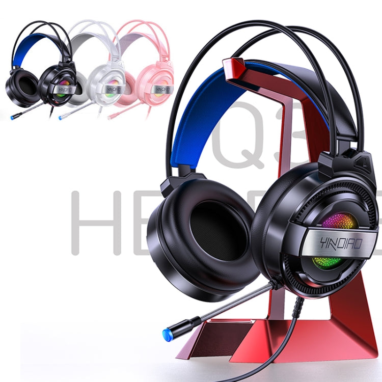 YINDIAO Q3 USB + Dual 3.5mm Wired E-sports Gaming Headset with Mic & RGB Light, Cable Length: 1.67m(Pink) - Multimedia Headset by YINDIAO | Online Shopping UK | buy2fix