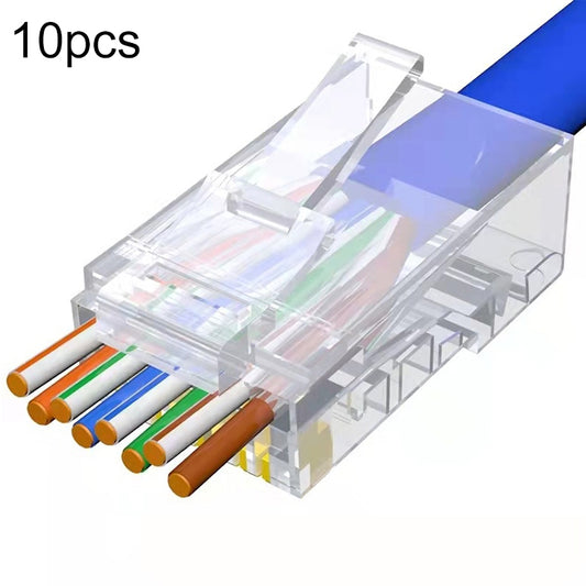 10pcs Cat6e Unshielded Pass Through RJ45 Connector Modular Plug - Lan Cable and Tools by buy2fix | Online Shopping UK | buy2fix