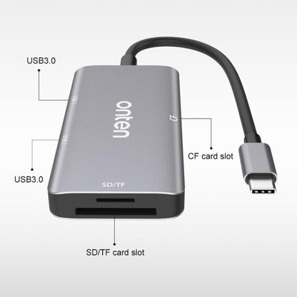 Onten 91882 5 In 1 USB3.0 x3 + SD + TF + CF Type-C / USB-C OTG Multi-function Card Reader - Computer & Networking by Onten | Online Shopping UK | buy2fix