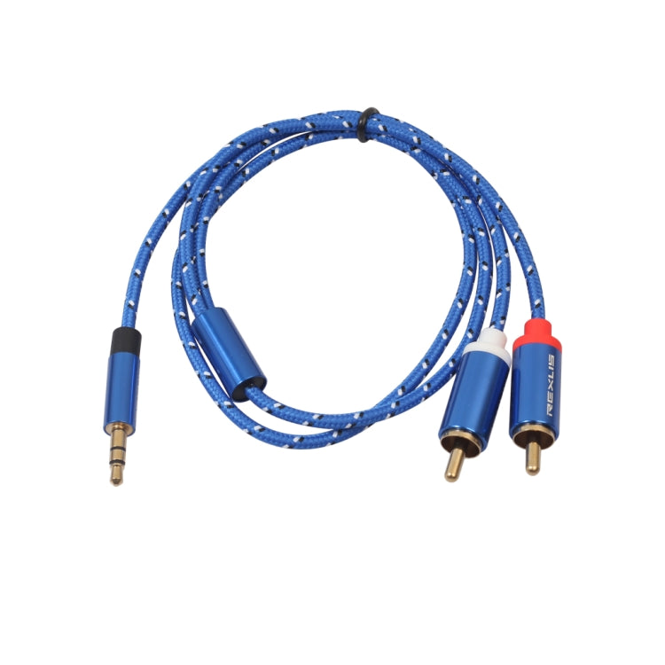 REXLIS 3610 3.5mm Male to Dual RCA Gold-plated Plug Blue Cotton Braided Audio Cable for RCA Input Interface Active Speaker, Length: 0.5m - RCA Cable by REXLIS | Online Shopping UK | buy2fix