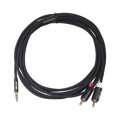 REXLIS 3635 3.5mm Male to Dual RCA Gold-plated Plug Black Cotton Braided Audio Cable for RCA Input Interface Active Speaker, Length: 3m - RCA Cable by REXLIS | Online Shopping UK | buy2fix