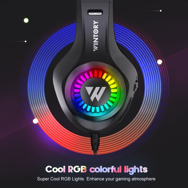 Wintory M3 USB + 3.5mm 4 Pin Adjustable RGB Light Gaming Headset with Mic (Black) - Multimedia Headset by Wintory | Online Shopping UK | buy2fix