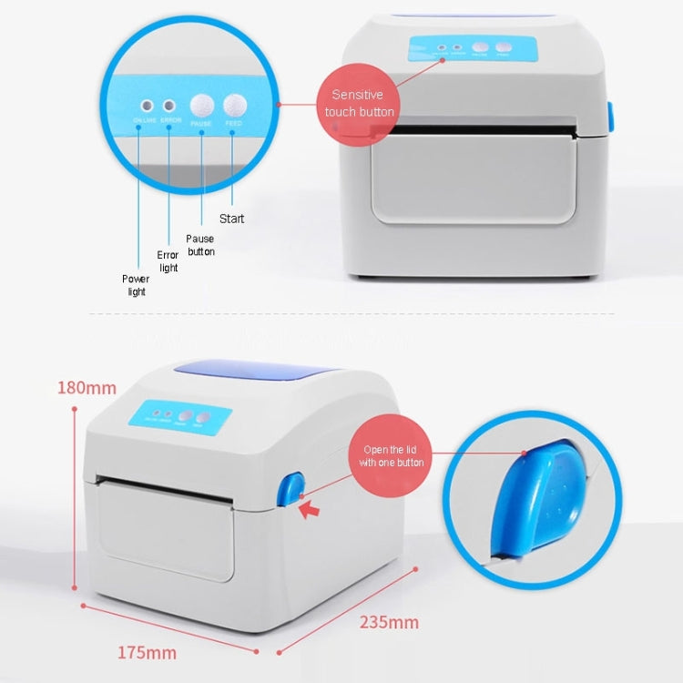 GPRINTER GP1324D Bluetooth USB Port Thermal Automatic Calibration Barcode Printer, Max Supported Thermal Paper Size: 104 x 2286mm - Printer by Gainscha | Online Shopping UK | buy2fix