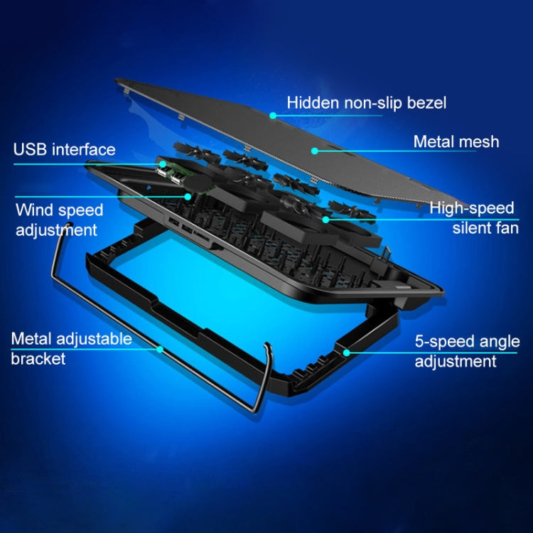 ICE COOREL Notebook Computer Base Silent Six-fan Cooling Holder Heat Sink, Style: Ordinary - Computer & Networking by buy2fix | Online Shopping UK | buy2fix