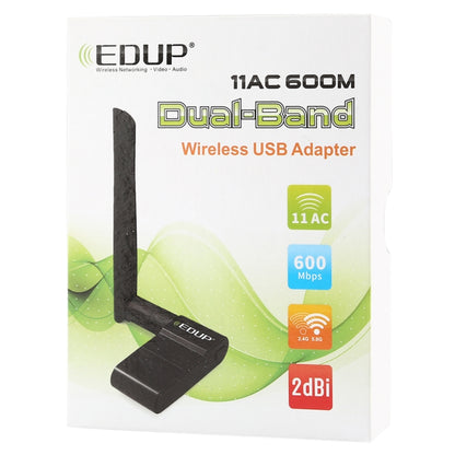 EDUP EP-AC1635 600Mbps Dual Band Wireless 11AC USB Ethernet Adapter 2dBi Antenna for Laptop / PC(Black) - USB Network Adapter by EDUP | Online Shopping UK | buy2fix