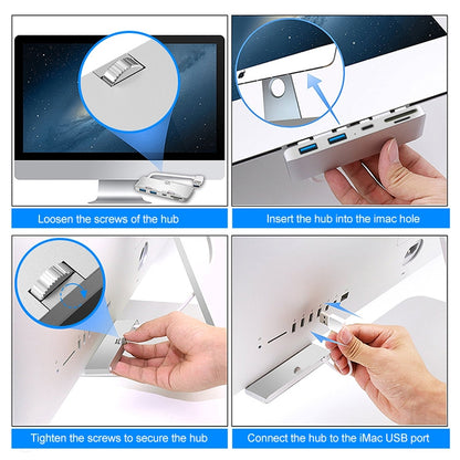 Rocketek For iMac USB3.0 x 3 + SD / TF Multi-function HUB Expansion Dock - USB HUB by ROCKETEK | Online Shopping UK | buy2fix