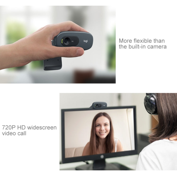 Logitech C270 HD Web Camera Meets Every Need for HD 720p Video Calls(Black) - HD Camera by Logitech | Online Shopping UK | buy2fix