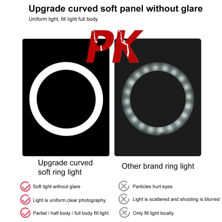 PULUZ 7.9 inch 20cm Light + Desktop Tripod Mount USB 3 Modes Dimmable Dual Color Temperature LED Curved Light Ring Vlogging Selfie Beauty Photography Video Lights with Phone Clamp(Black) - Consumer Electronics by PULUZ | Online Shopping UK | buy2fix