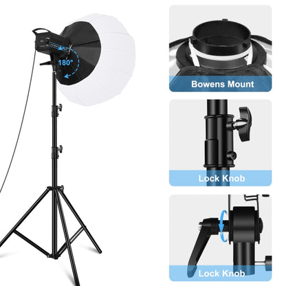 PULUZ 220V 120W Studio Video Light + 2.8m Light Holder + 65cm Foldable Lantern Softbox Photography Kit(UK Plug) - Shoe Mount Flashes by PULUZ | Online Shopping UK | buy2fix