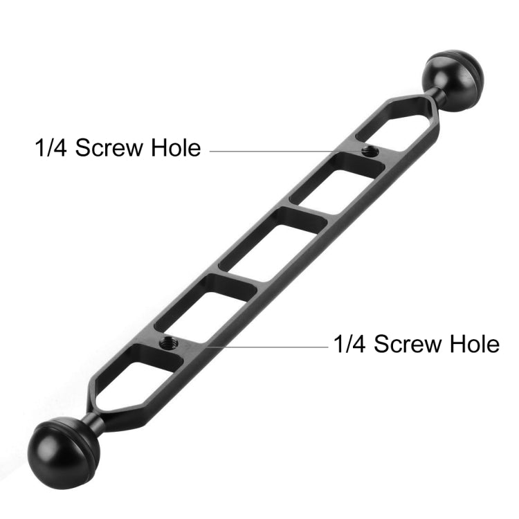 PULUZ 11.0 inch 27.9cm Aluminum Alloy Dual Balls Arm, Ball Diameter: 25mm(Black) - Diving Accessories by PULUZ | Online Shopping UK | buy2fix