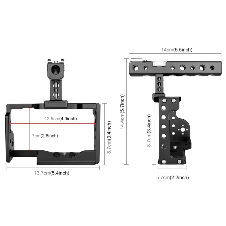 PULUZ Video Camera Cage Stabilizer with Handle for Sony A6600 / ILCE-6600(Black) - Camera Cage by PULUZ | Online Shopping UK | buy2fix