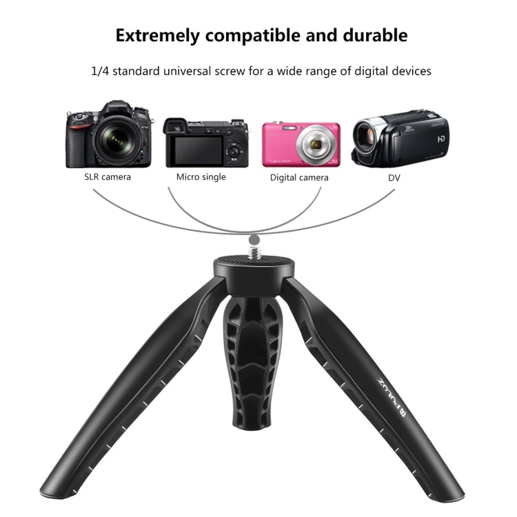 PULUZ Simple Mini ABS Desktop Tripod Mount with 1/4 inch Screw for DSLR & Digital Cameras, Working Height: 9cm(Black) - Camera Accessories by PULUZ | Online Shopping UK | buy2fix