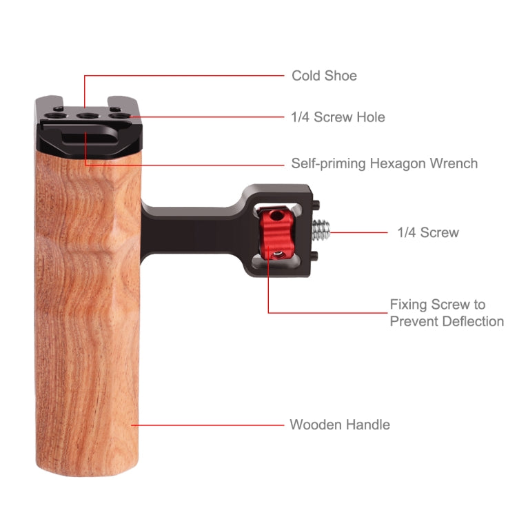 PULUZ 1/4 inch Screw Universal Camera Wooden Side Handle with Cold Shoe Mount for Camera Cage Stabilizer(Bronze) - Camera Stabilizer by PULUZ | Online Shopping UK | buy2fix