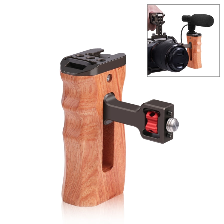 PULUZ 3/8 inch Screw Universal Camera Wooden Side Handle with Cold Shoe Mount for Camera Cage Stabilizer(Bronze) - Camera Stabilizer by PULUZ | Online Shopping UK | buy2fix