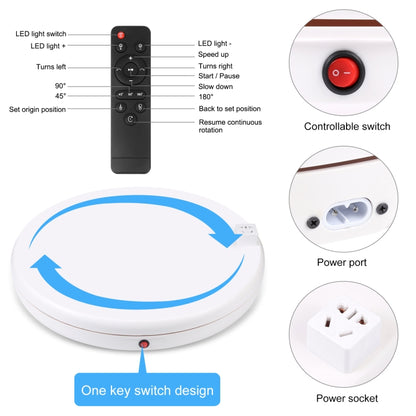 PULUZ 45cm Remote Control Adjusting Speed Rotating Turntable Display Stand with Power Socket, White, Load 100kg(EU Plug) -  by PULUZ | Online Shopping UK | buy2fix