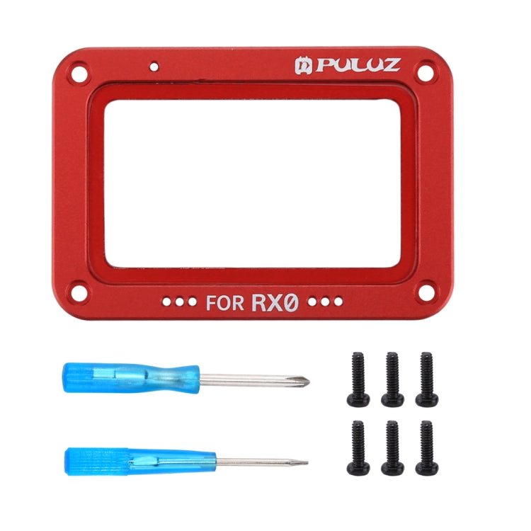 PULUZ Aluminum Alloy Flame + Tempered Glass Lens Protector for Sony RX0 / RX0 II, with Screws and Screwdrivers(Red) - Lens Cover by PULUZ | Online Shopping UK | buy2fix