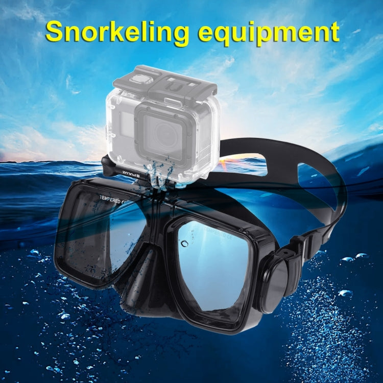 PULUZ Water Sports Diving Equipment Diving Mask Swimming Glasses for GoPro, Insta360, DJI and Other Action Cameras(Black) - Diving Mask by PULUZ | Online Shopping UK | buy2fix