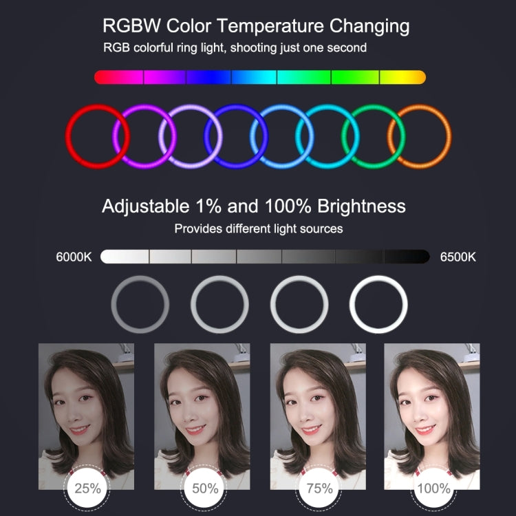 PULUZ 11.8 inch 30cm RGB Dimmable LED Dual Color Temperature LED Curved Diffuse Light Ring Vlogging Selfie Photography Video Lights with  Tripod Ball Head & Phone Clamp & Remote Control(Pink) - Ring Light by PULUZ | Online Shopping UK | buy2fix