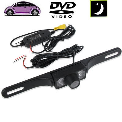 6 LED IR Infrared Waterproof Night Vision Wireless License Plate Frame Astern Backsight Rear View Camera , Support Installed in Car DVD Navigator or Car Monitor , Wide Viewing Angle: 140 degree (WD001)(Black) - In Car by buy2fix | Online Shopping UK | buy2fix