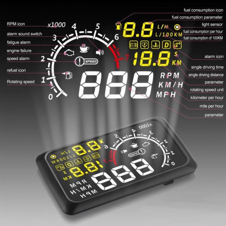 X3 Bluetooth 5.5 inch Car OBDII / EUOBD HUD Vehicle-mounted Head Up Display Security System, Support Speed & Fuel Consumption, Overspeed Alarm, Water Temperature, etc(Black) - Head Up Display System by buy2fix | Online Shopping UK | buy2fix