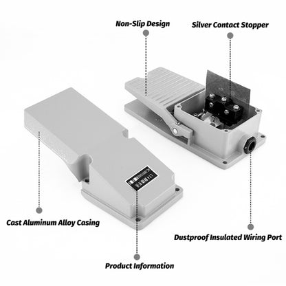 TDLT4 AC 380V 5A Anti-slip Metal Case Foot Control Pedal Switch - Security by buy2fix | Online Shopping UK | buy2fix