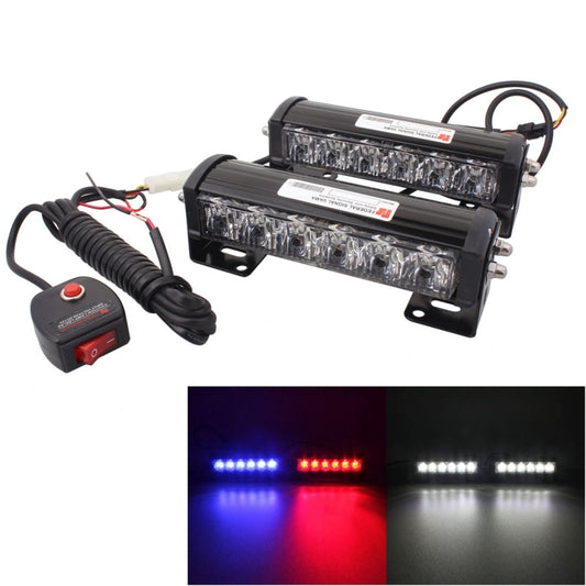 2 PCS  6 inch 6 LED 2 x 18W Car Flash Warning Light Red + Blue Change White Waterproof Emergency Light, DC 12V - In Car by buy2fix | Online Shopping UK | buy2fix