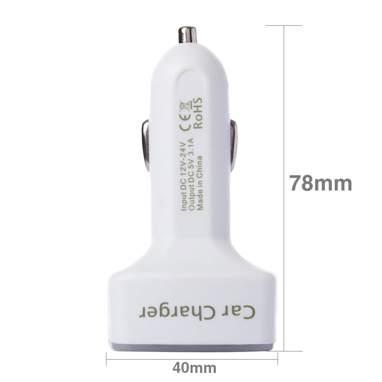 4 in 1 5V 3.1A Dual Ports Car Charger with Voltage, Temperature and Current Display(White) - In Car by buy2fix | Online Shopping UK | buy2fix