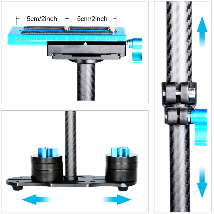 YELANGU 38.5-61cm Carbon Fiber Handheld Stabilizer for DSLR & DV Digital Video & Cameras, Capacity Range 0.5-3kg(Blue) - Camera Accessories by YELANGU | Online Shopping UK | buy2fix