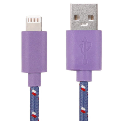 1m Nylon Netting Style USB 8 Pin Data Transfer Charging Cable for iPhone, iPad(Purple) - Normal Style Cable by buy2fix | Online Shopping UK | buy2fix