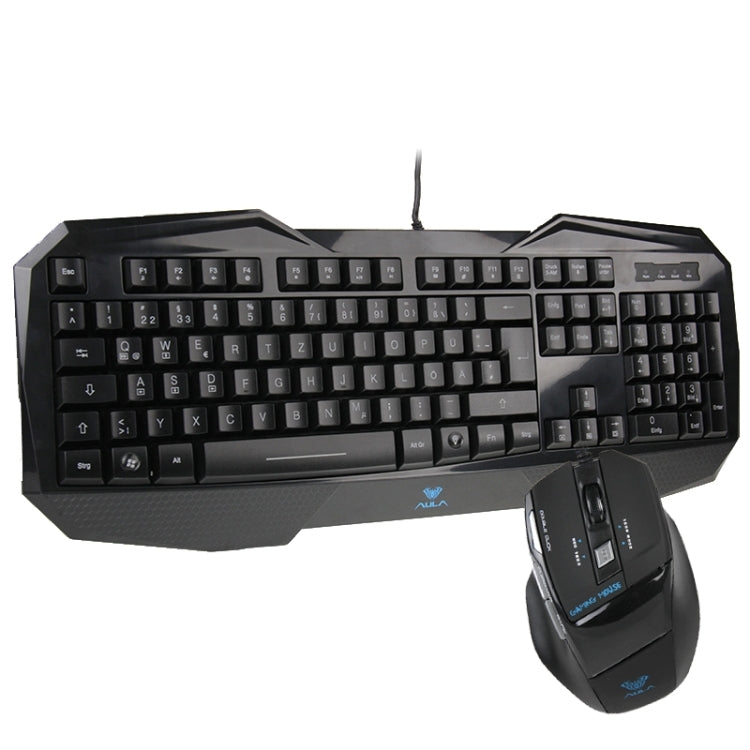 Aula Killing Soul Behead Series Wired USB Silent / Non-slip QWERTZ Keyboard with Blu-ray Backlight + 500-1000Hz Return Rate 7D Game Mouse Combo Kit, German Language Keys - Wired Keyboard by AULA | Online Shopping UK | buy2fix