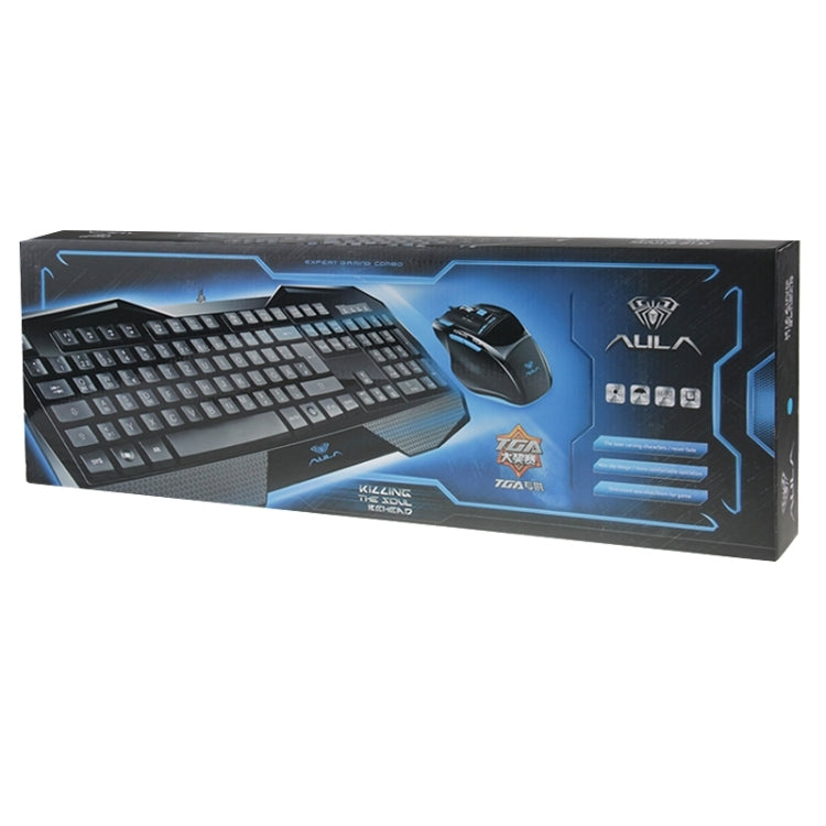 Aula Killing Soul Behead Series Wired USB Silent / Non-slip QWERTZ Keyboard with Blu-ray Backlight + 500-1000Hz Return Rate 7D Game Mouse Combo Kit, German Language Keys - Wired Keyboard by AULA | Online Shopping UK | buy2fix