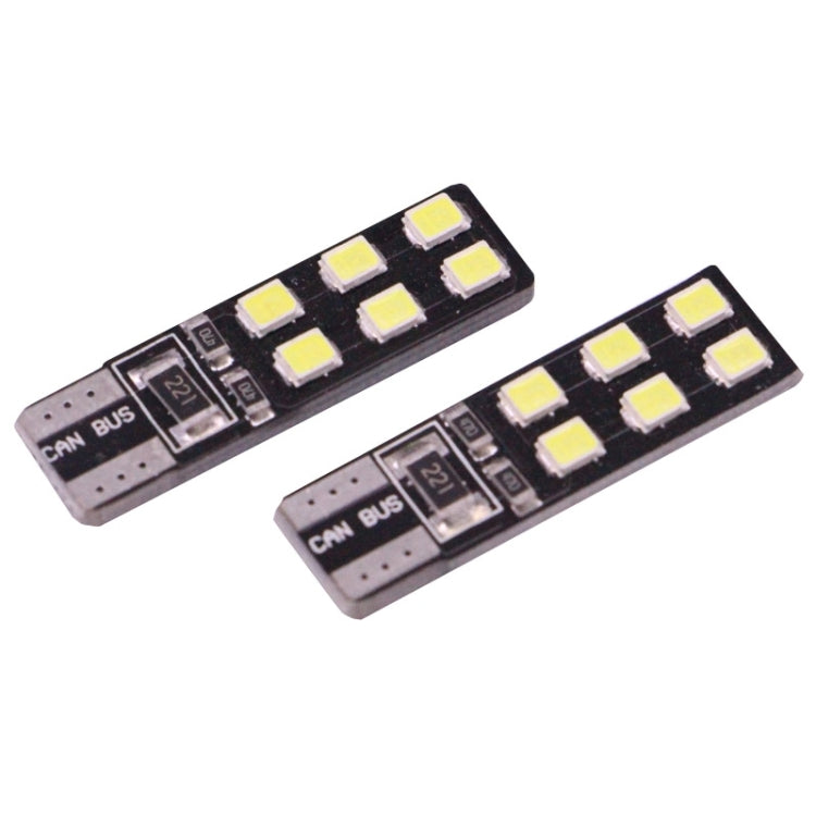 2 PCS T10 2.5W 90LM White Light 12 LED 2835 SMD CANBUS Car Signal Light Bulb - In Car by buy2fix | Online Shopping UK | buy2fix