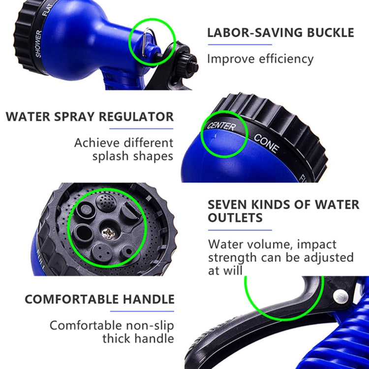 Durable Flexible Dual-layer Water Pipe Water Hose, Stretch Length: 7.5m-22.5m (US Standard)(Blue) - Car Washer & Accessories by buy2fix | Online Shopping UK | buy2fix