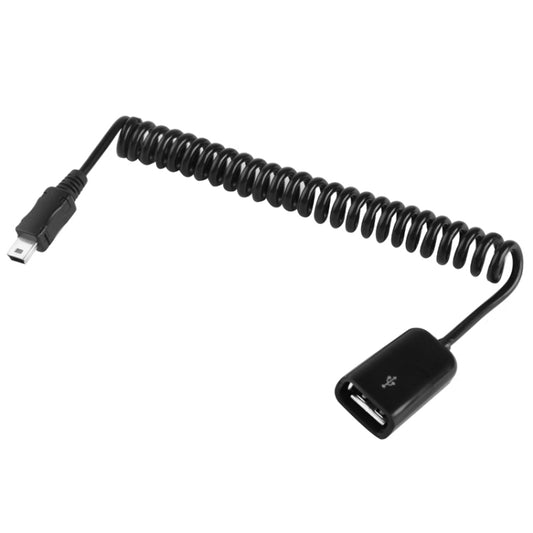 Mini 5-pin USB to USB 2.0 AF Coiled Cable / Spring Cable with OTG Function, Length: 22cm (can be extended up to 85cm)(Black) - USB Cable by buy2fix | Online Shopping UK | buy2fix