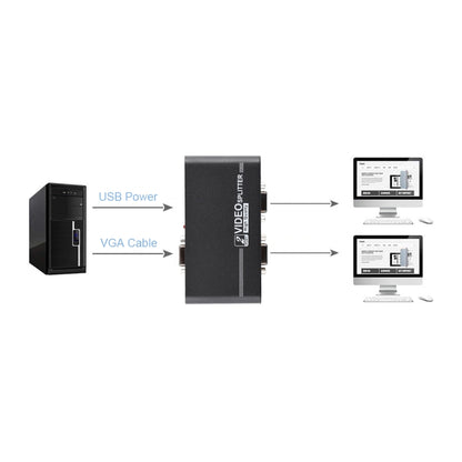 VGA-102A 1 to 2 Ports 1920 x 1440 VGA Splitter - VGA Splitters by buy2fix | Online Shopping UK | buy2fix