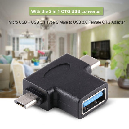 Multi-function USB 3.0 Female & USB-C / Type-C Male & Micro USB Male T-shape OTG Adapter - OTG Adapter by buy2fix | Online Shopping UK | buy2fix